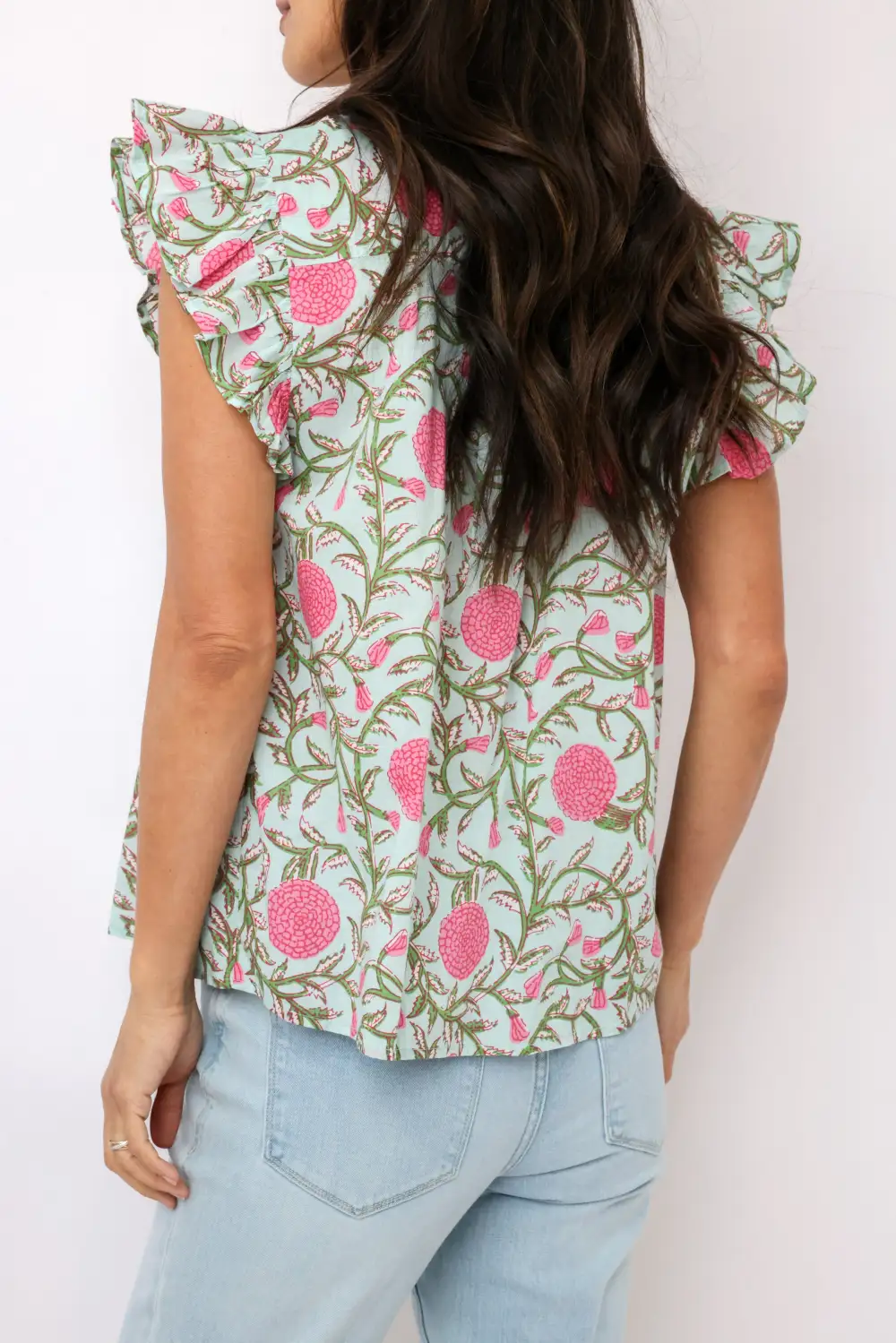 Button Floral Cotton Top