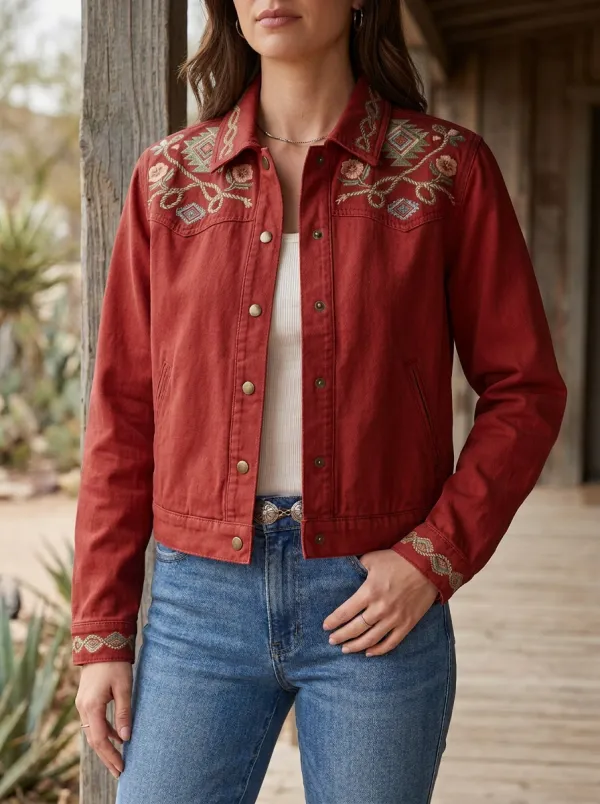 High Plains Geometric Floral Embroidered Collection Women's Western Jacket