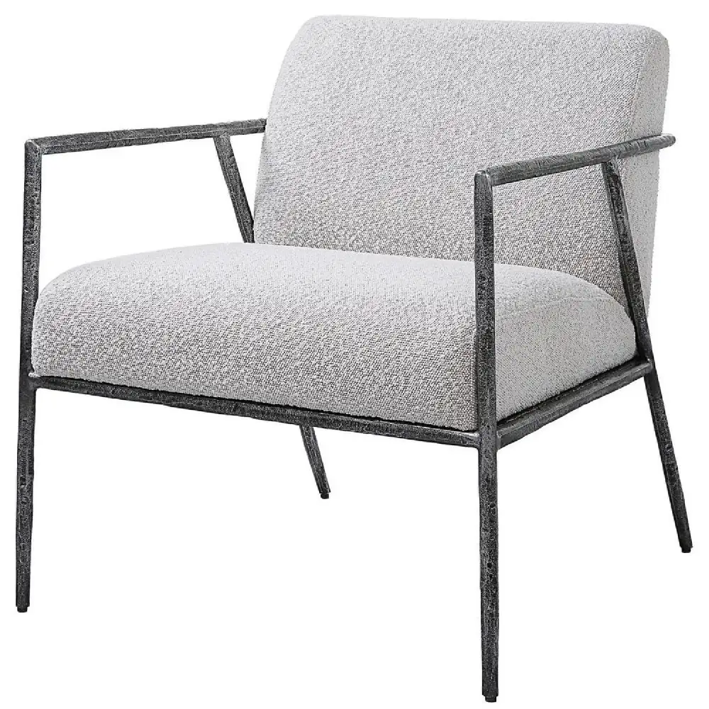 Iron Framed Boucle Lounge Chair