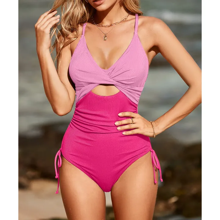 Women's Cutout V-Neck One-Piece Swimsuit