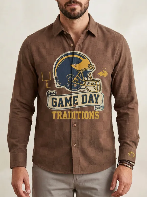 Men's Football Fan Game Day Traditions Helmet Printed Shirt
