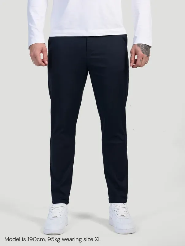 Navy Blue Stretch Pants Clean Cut