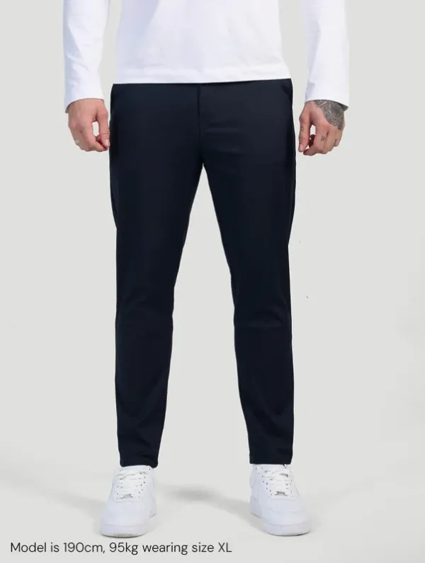 Navy Blue Stretch Pants Clean Cut