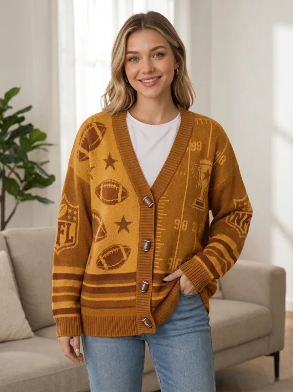 Women's Football Trophy Knit Knit Cardigan