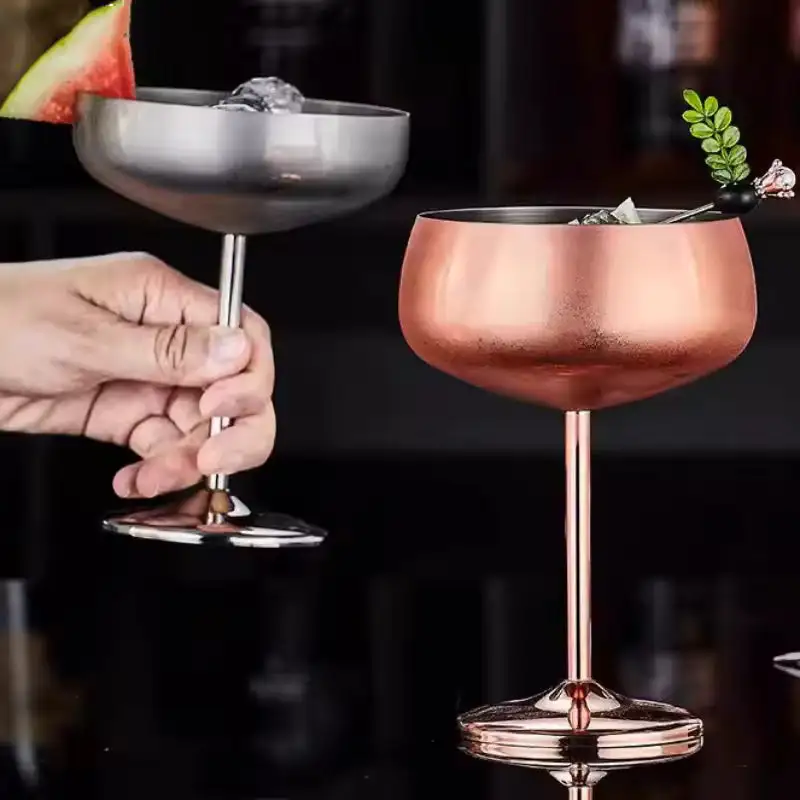 Stainless Steel Stemmed Cocktail Glasses