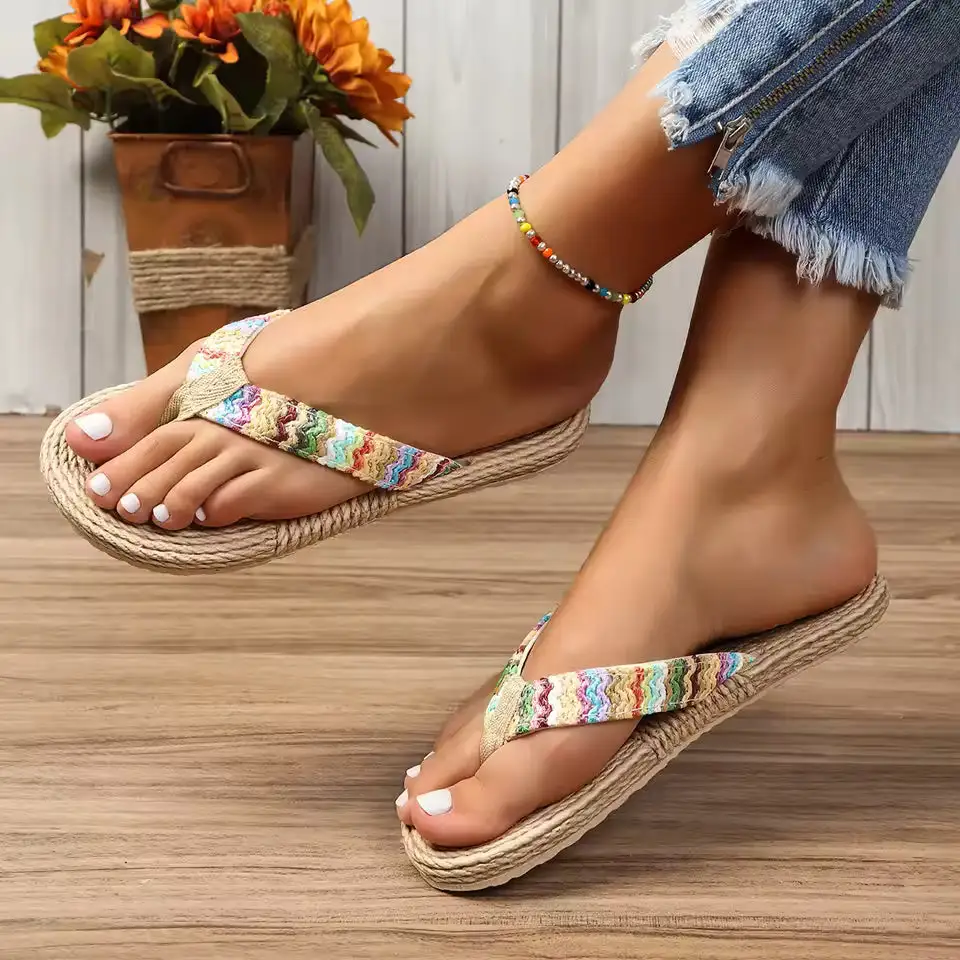 Textured Low Platform Beach Sandals