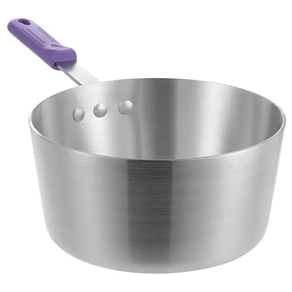 Space-Saving Tapered Aluminum Sauce Pan with Allergen Free Silicone Handle