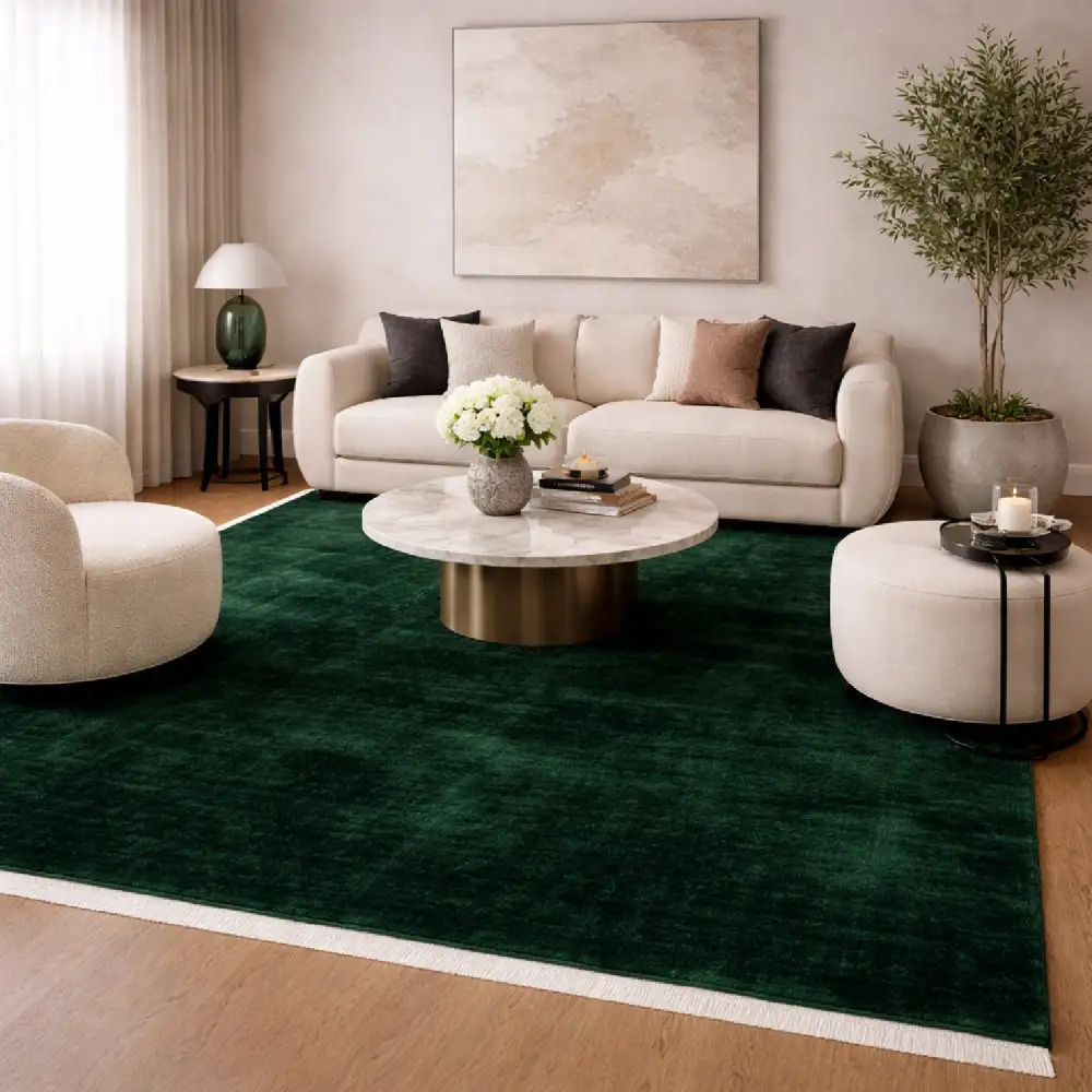 Hand-Loomed Wool Fringe Square Carpet