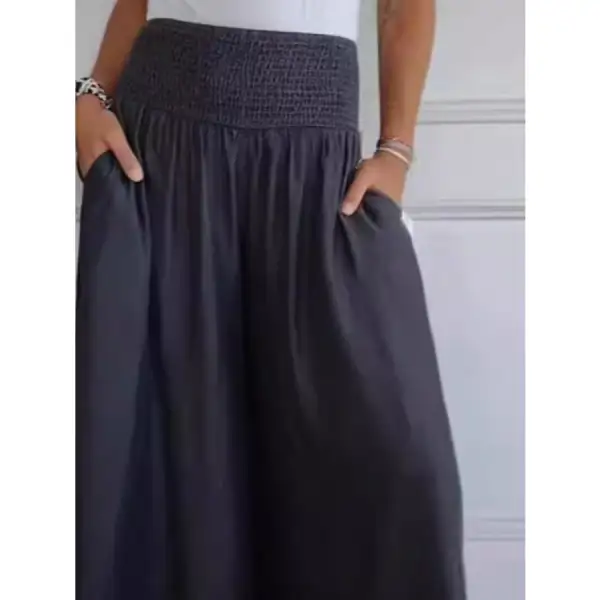 Full Size Smocked Wide Leg Pants with Pockets