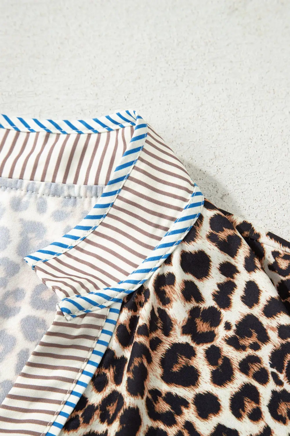 Lightweight Feel Striped Animal Print V Neck Mini Dress