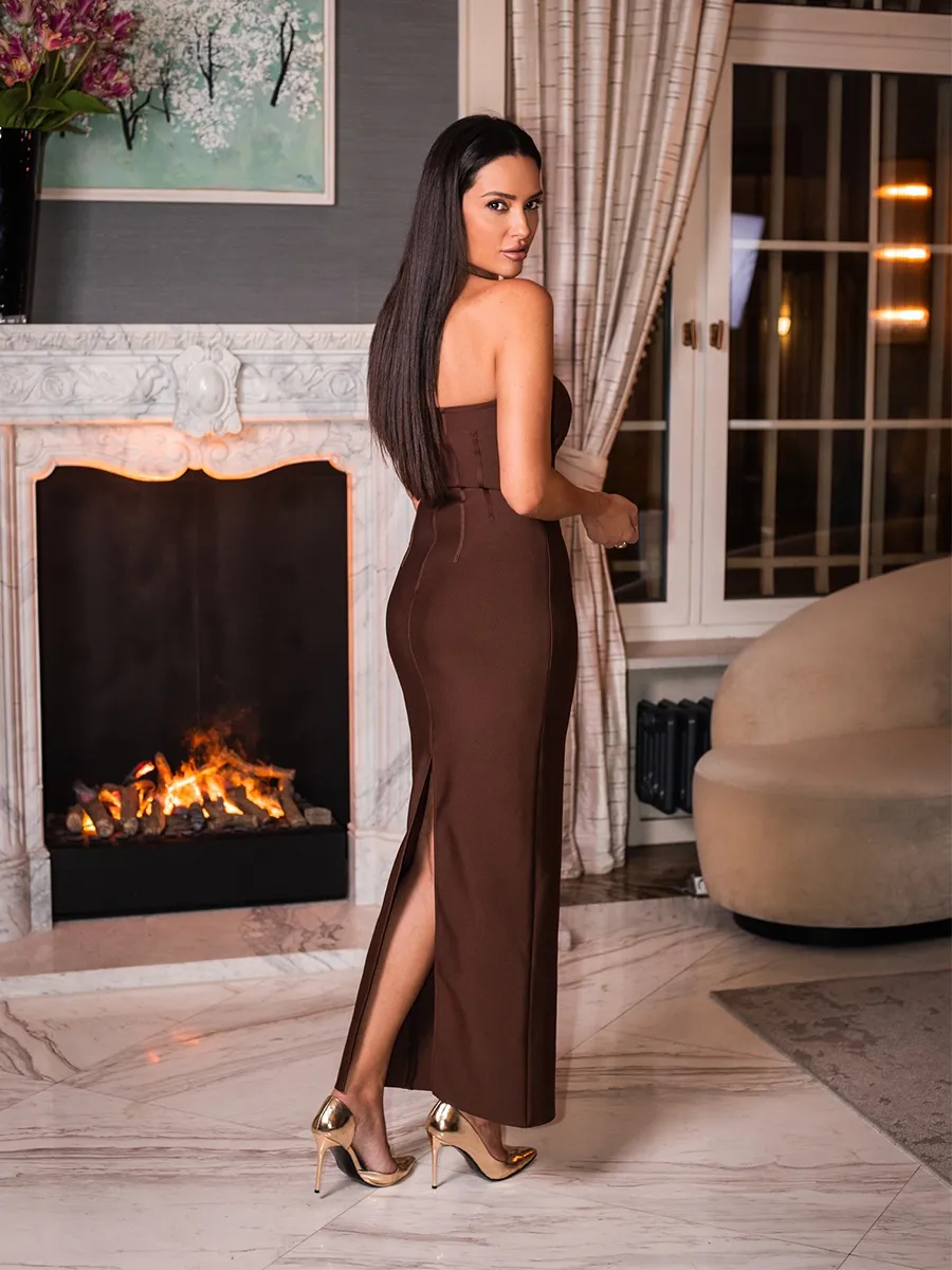 Ingrid Maxi Dress In Brown