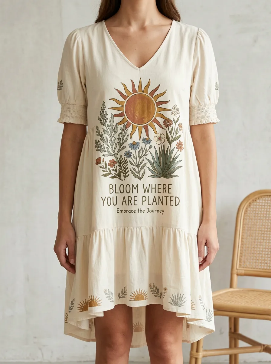 Boho Floral Sun Bloom Where You Are Planted Dress