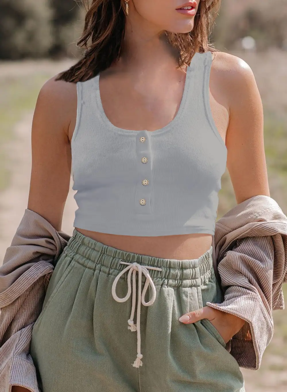 Breasted Short Tank Top