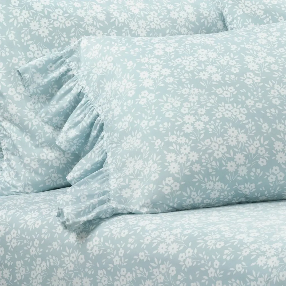 Floral Ruffled Garden Sheet Bedding Set