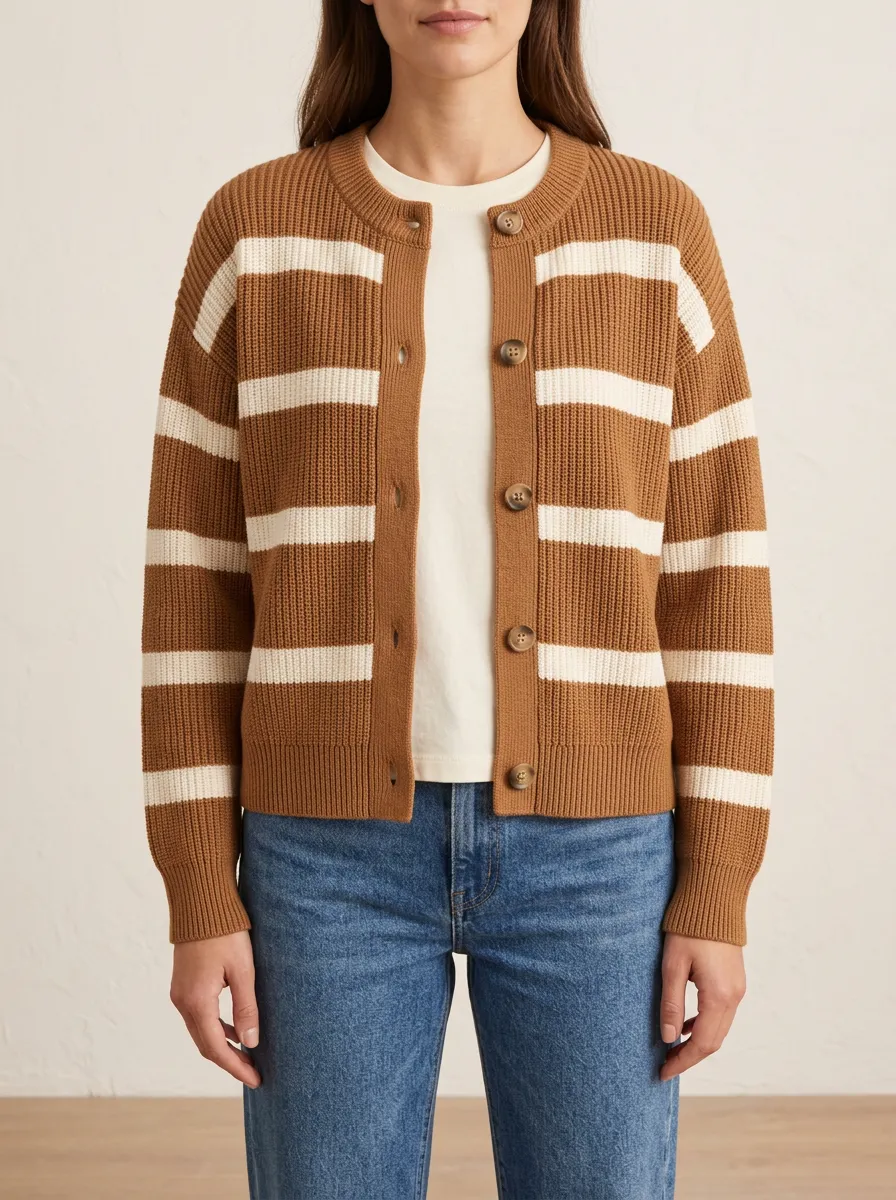 Everyday Striped Rugby Striped Knit Cardigan