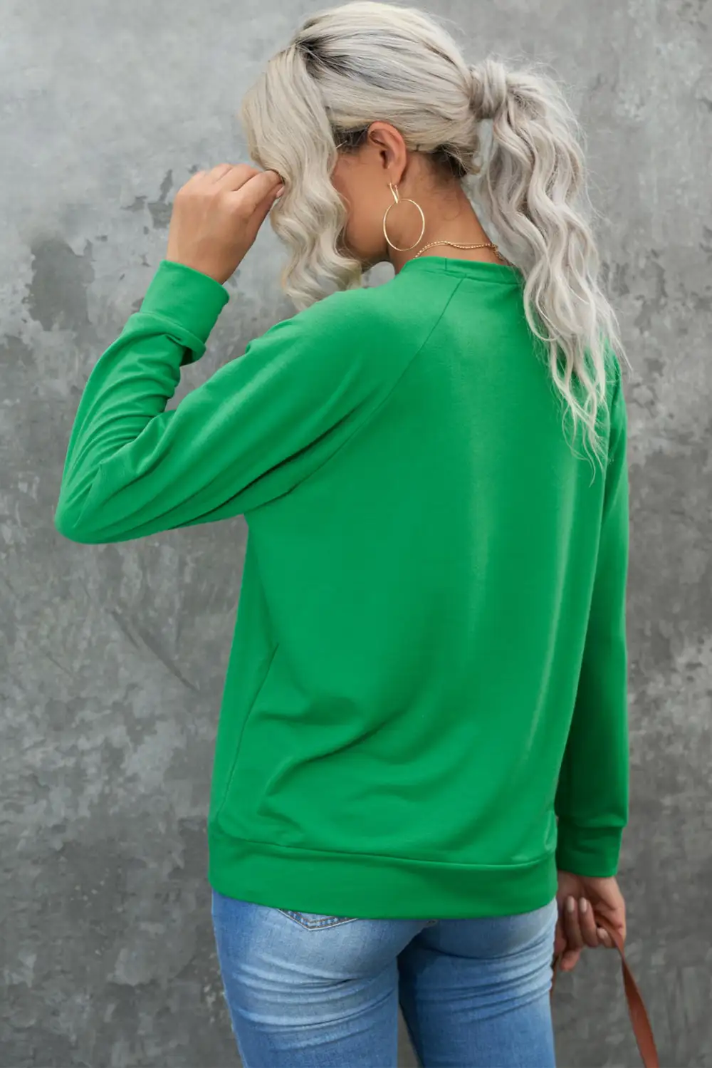 St Patricks LUCKY Clover Print Raglan Sleeve Sweatshirt
