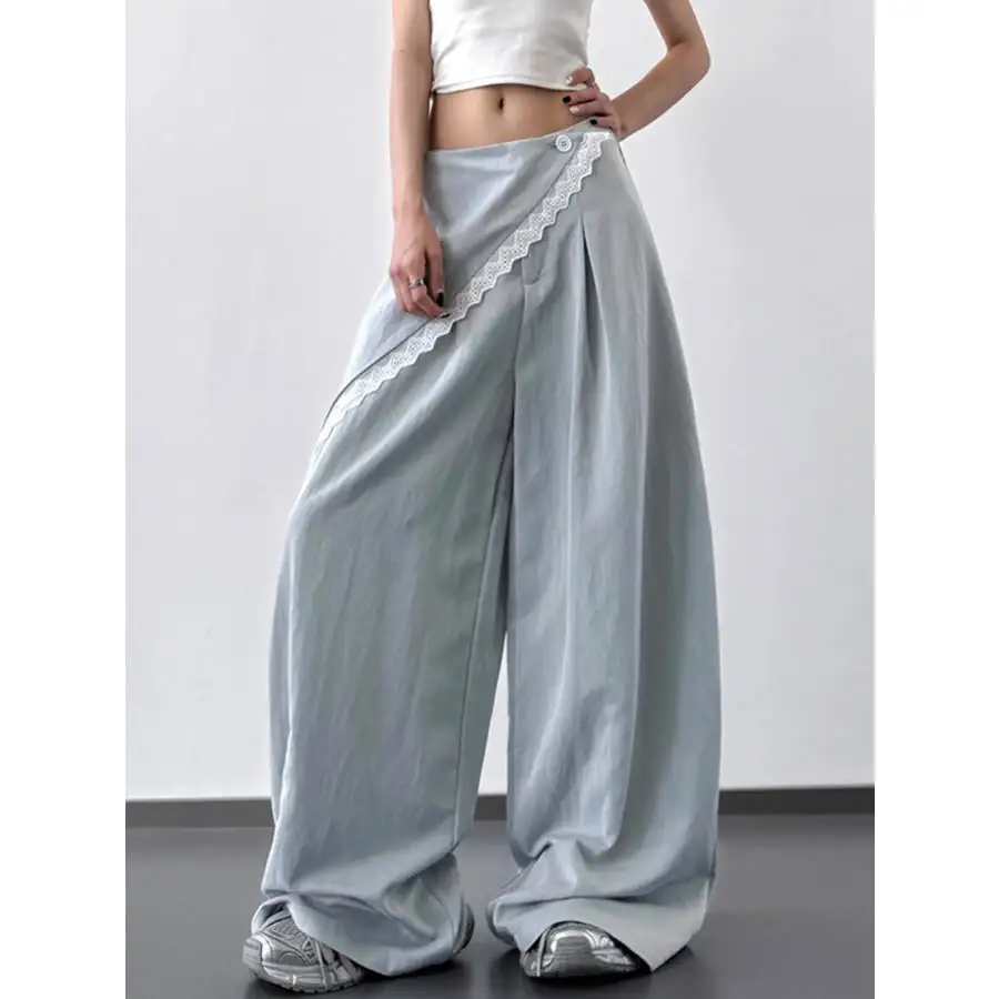 Classic Lace Detail Wide Leg Pants