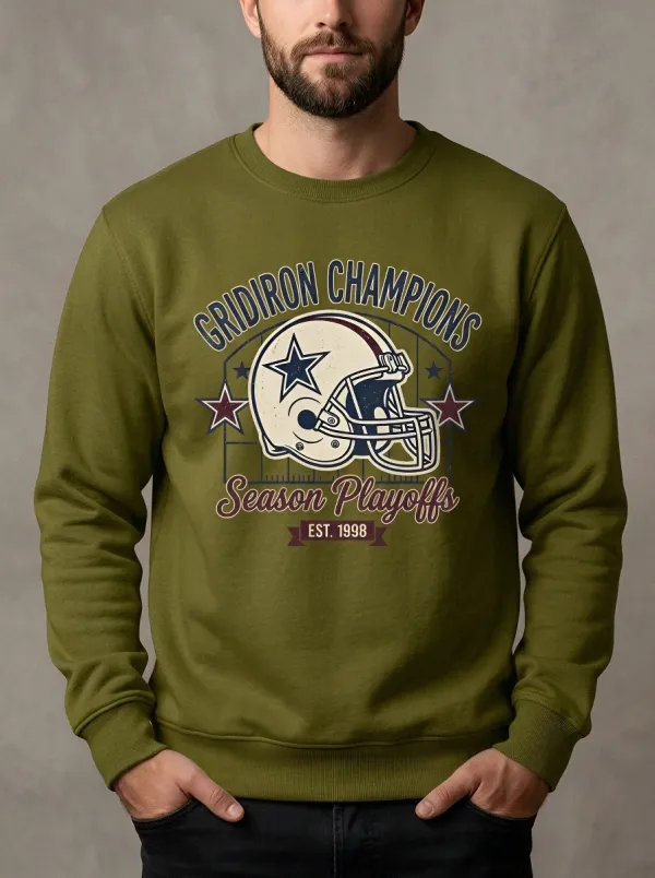 Men's American Football Gridiron Champions Helmet Graphic Sweatshirt