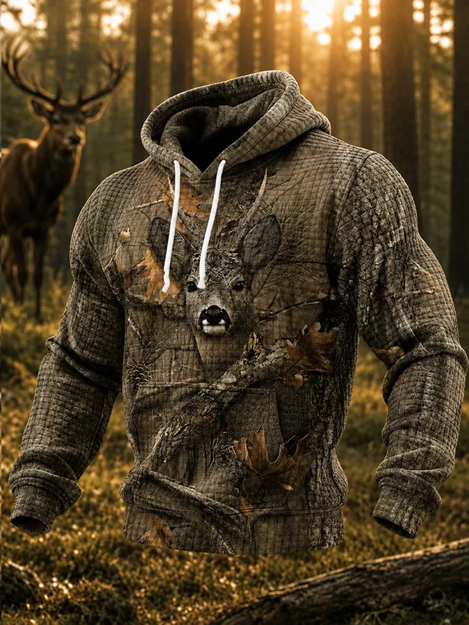 Men's Western Camouflage Printed Casual Hoodie