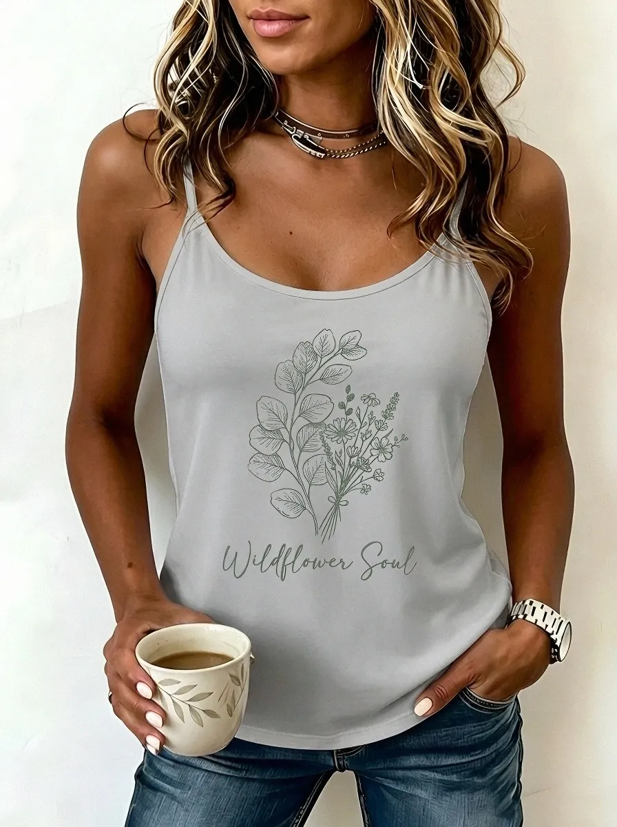 Women's Wildflower Soul Botanical Floral Printed Tank Top