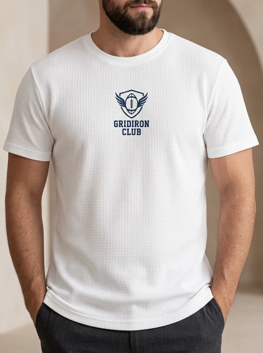 Men's American Football Gridiron Club Winged Ball Printed T-shirt