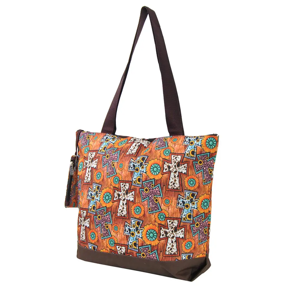 Cross Motif Canvas Tote Bag