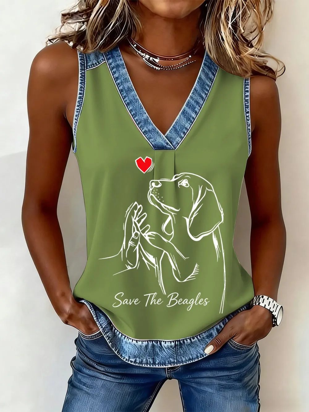 Women's Save The Beagles Print Vest