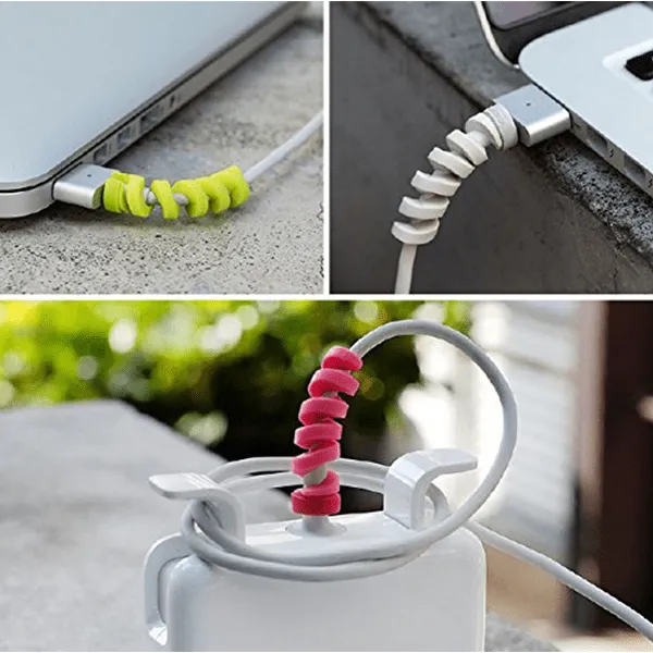 Silicone Spiral Charger Cable Saver, Spring Pack of 4