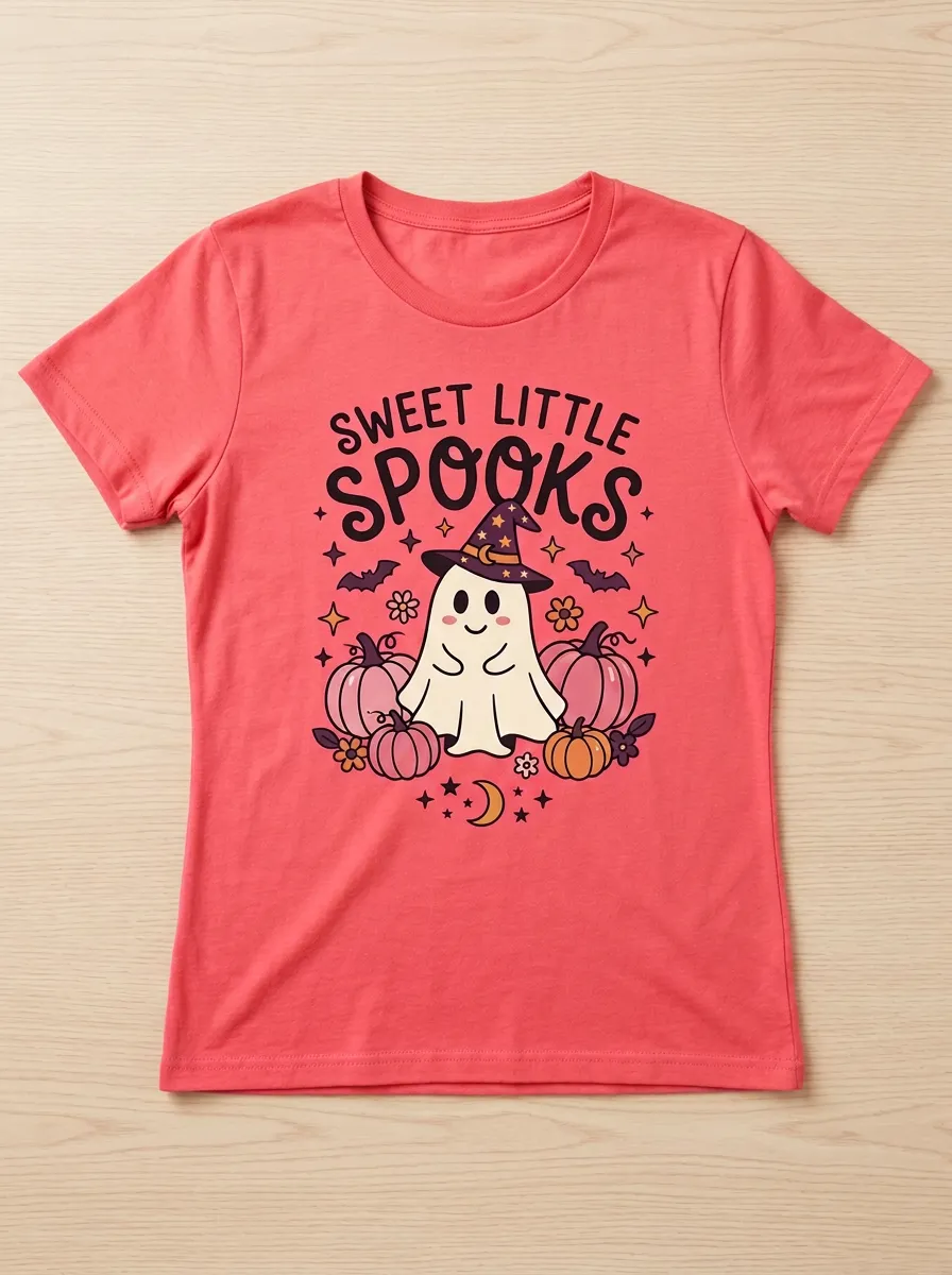 Ghost Pumpkin Sweet-Spooks Halloween Graphic T-Shirt