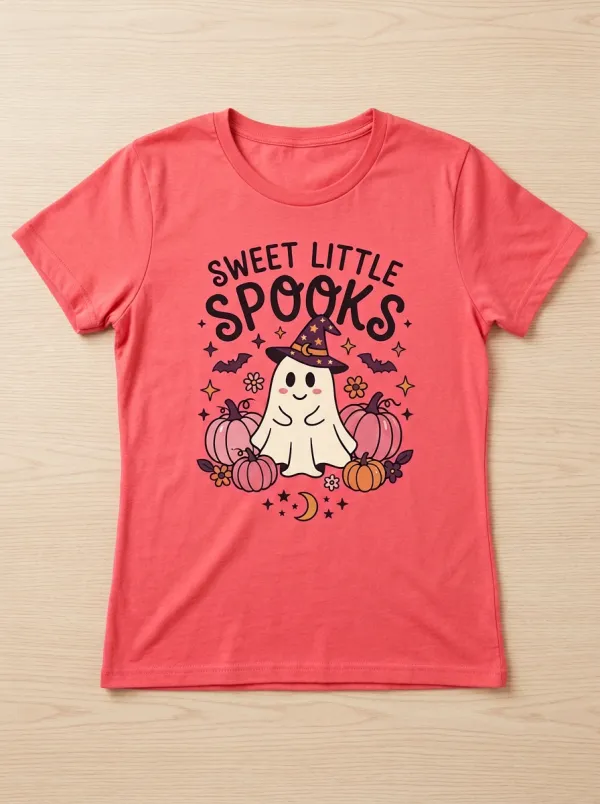 Ghost Pumpkin Sweet-Spooks Halloween Graphic T-Shirt