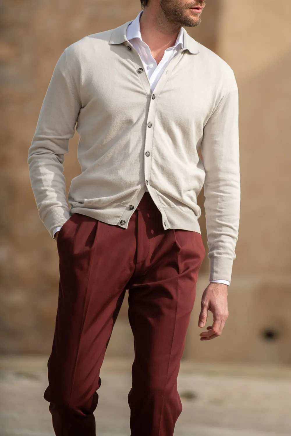 Bordeaux Cotton Trousers Men'S Fashion