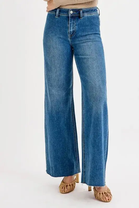 Washed Denim Ribbed Jeans