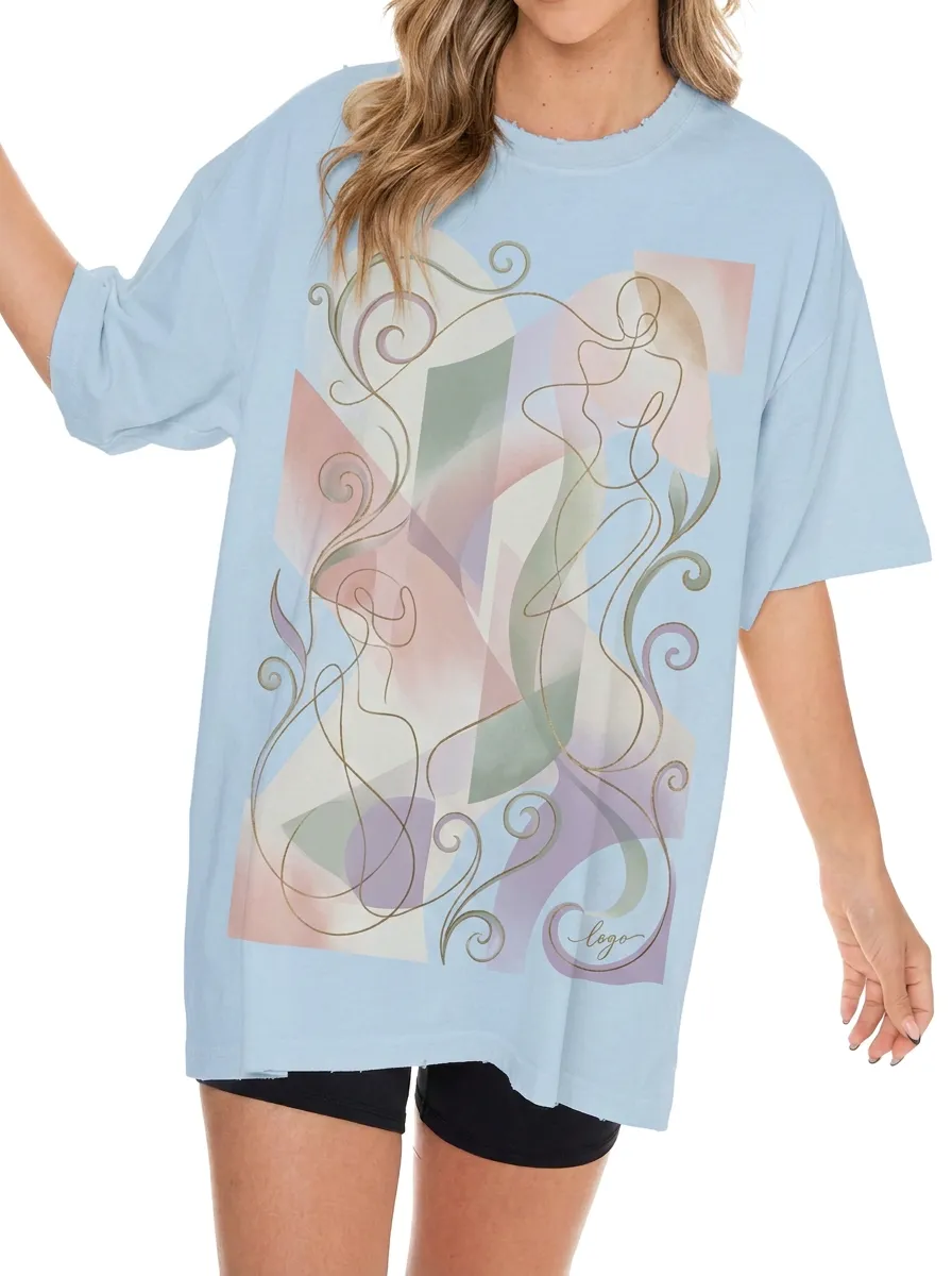 Women's Abstract Art Minimalist Line Printed T-shirt