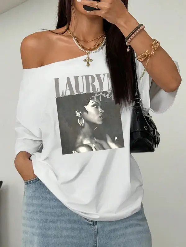 Women Asymmetrical Shoulder Relaxed Fit T-Shirt