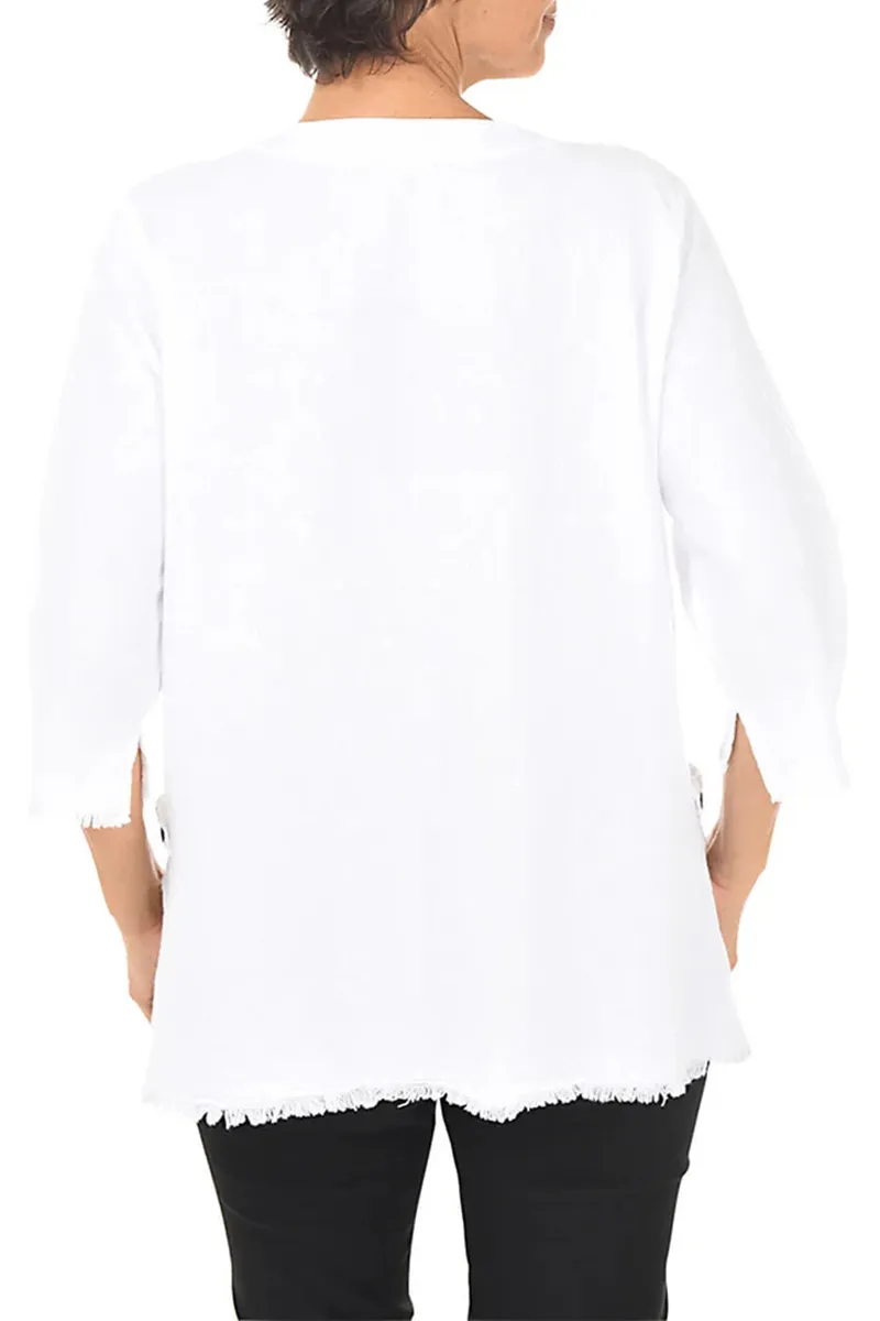 Fringed High-Low Crinkle Top