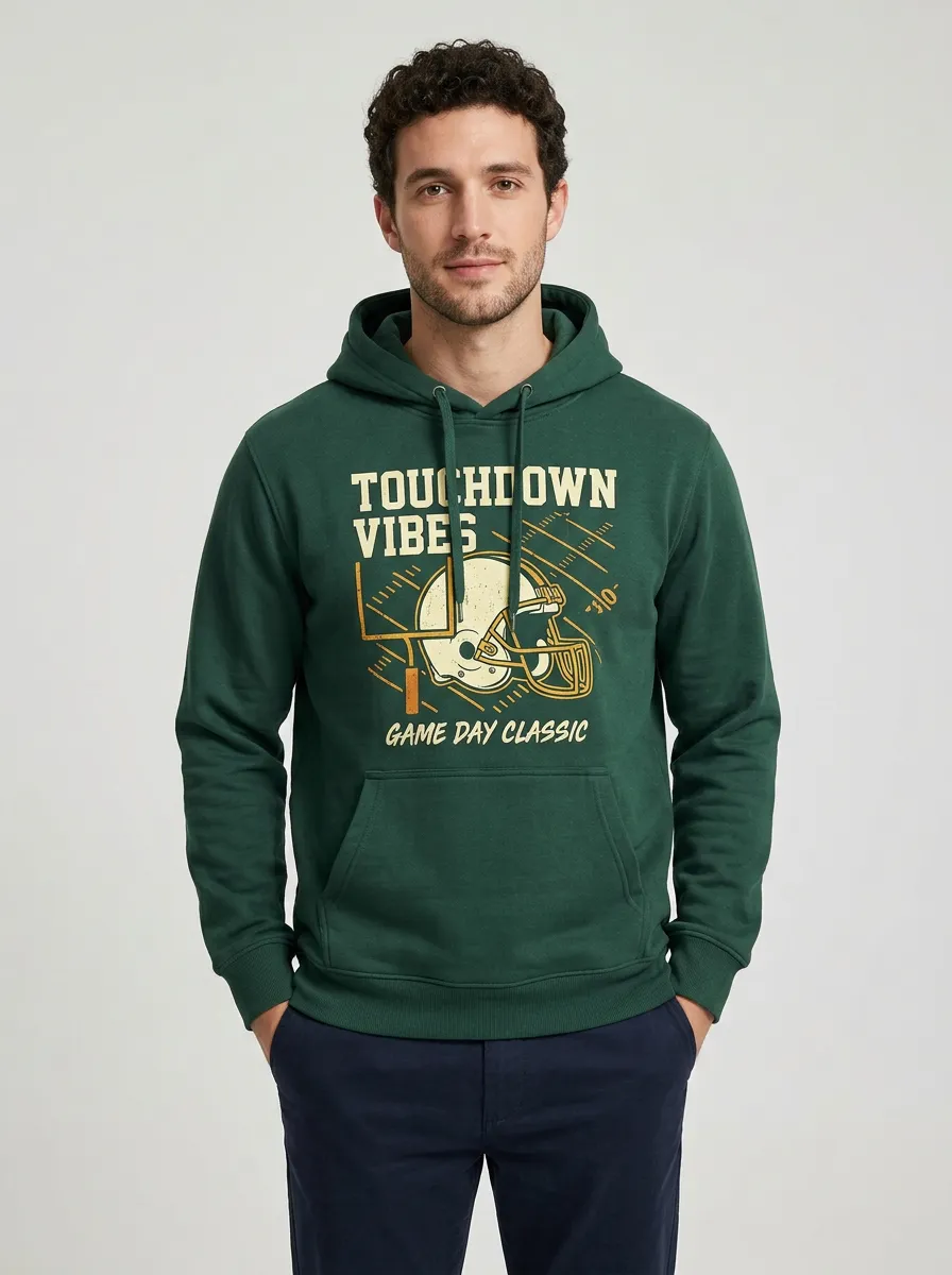 Everyday Men's American Football Touchdown Vibes Helmet Printed Hoodie