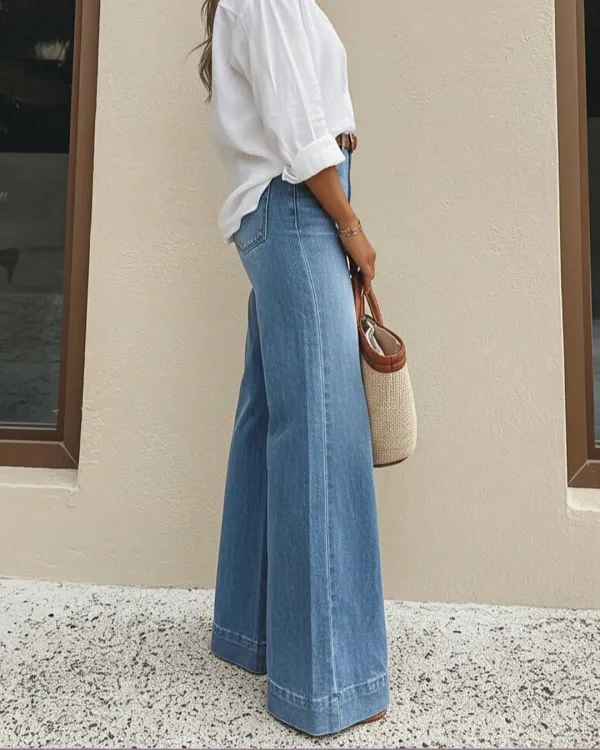 Vintage Washed Relaxed Wide-Leg Jeans