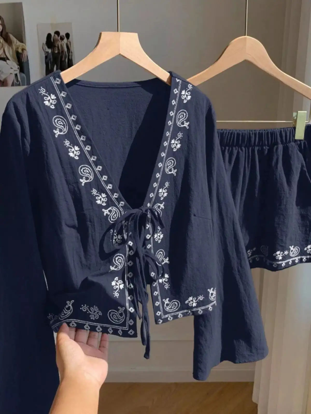 Pocketed Cotton Top and Shorts Matching Set