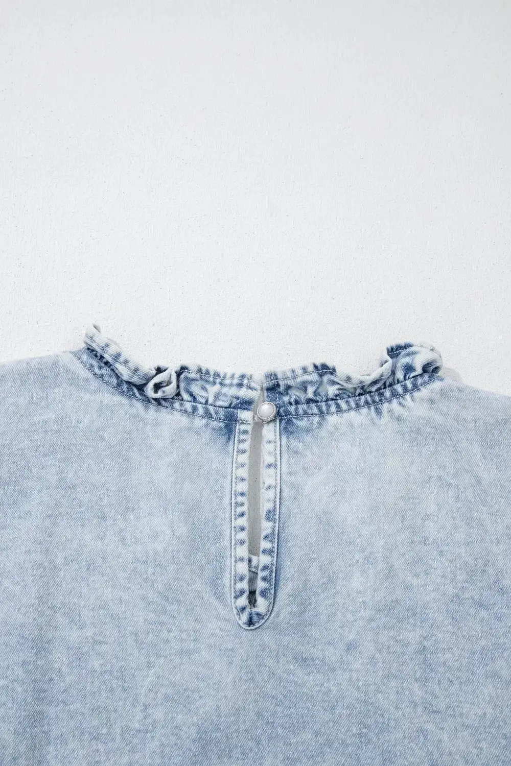 Ruffle Pleated Detail Vintage Washed Top