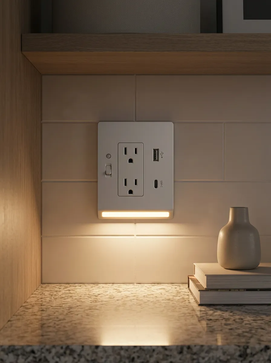 Modern Minimalist USB Charging LED Outlet Cover