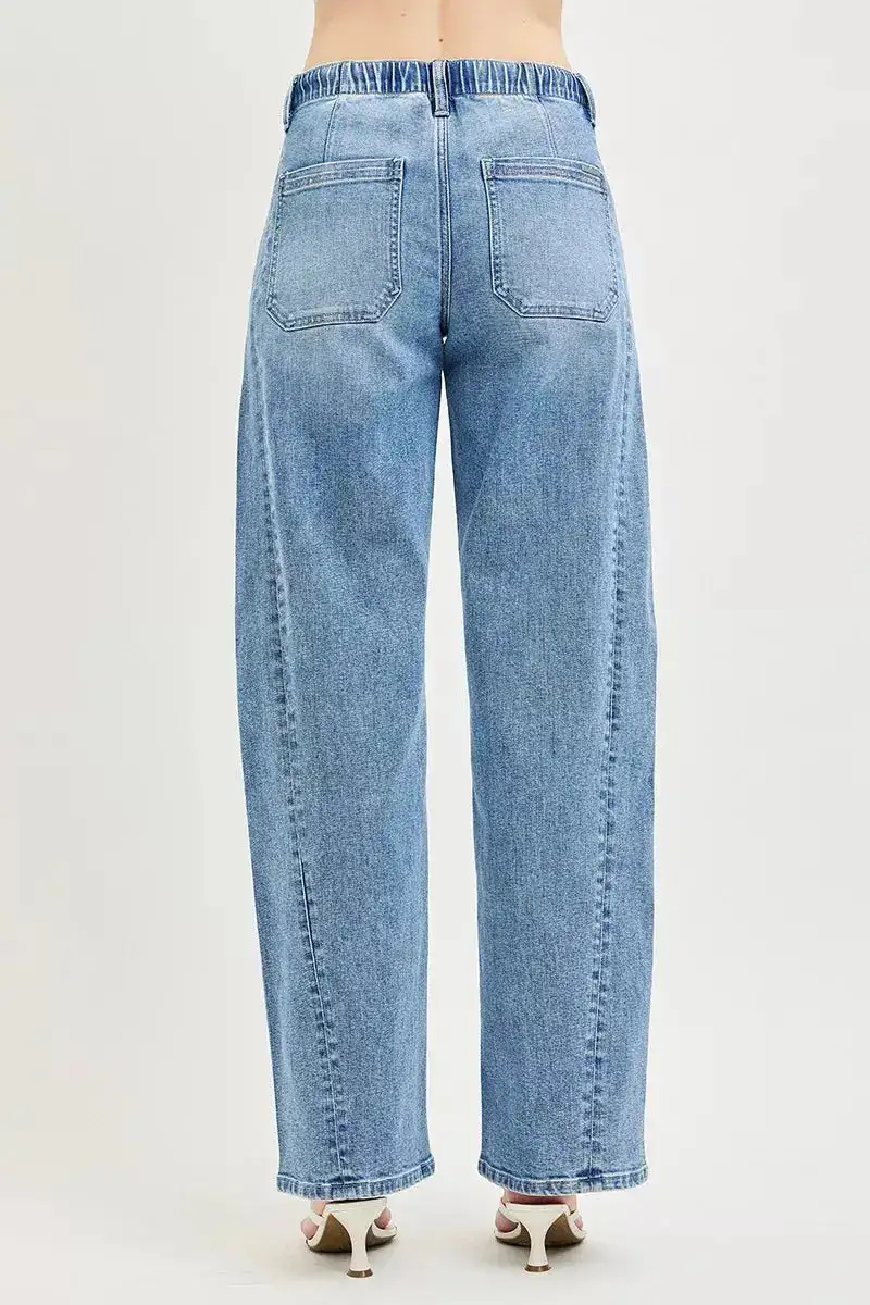Wide Leg Drawstring Cropped Pocketed Denim Jeans