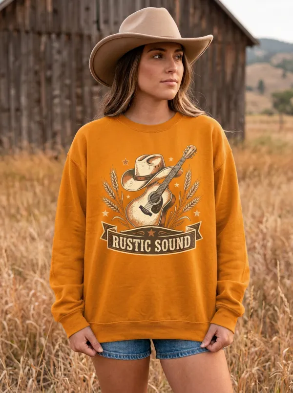 Guitar Cowboy Country Music Crewneck Sweatshirt