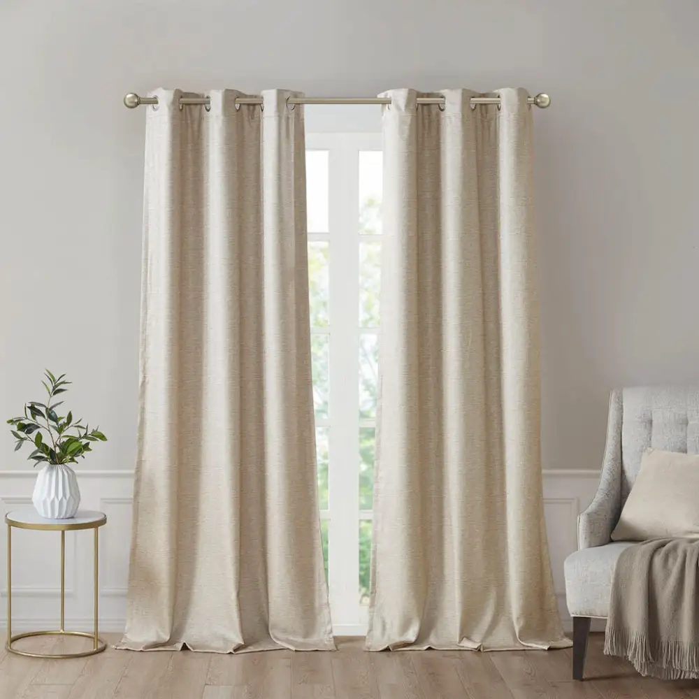 Refined Total Blackout Faux Silk Grommet Contemporary Curtain Panel Pair