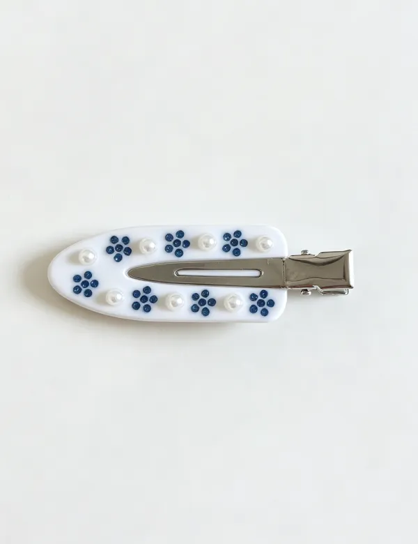 Flower Rhinestone Barrette Hair Clip
