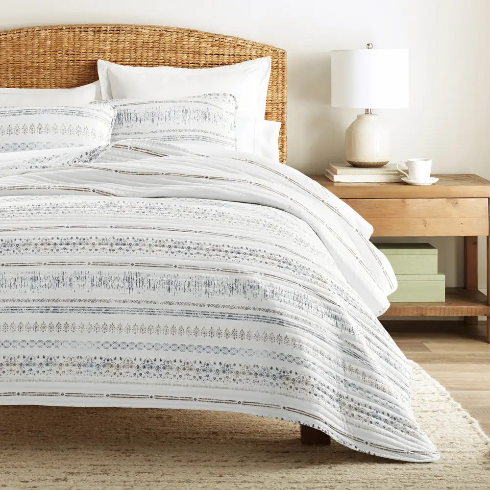 Stripe Reversible Quilted Coverlet Set