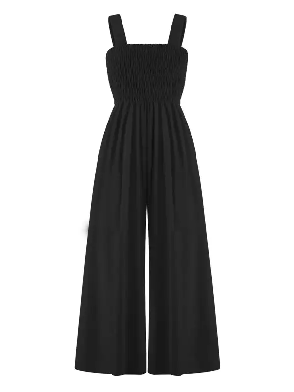 Square Neck Slim Pleated Jumpsuit
