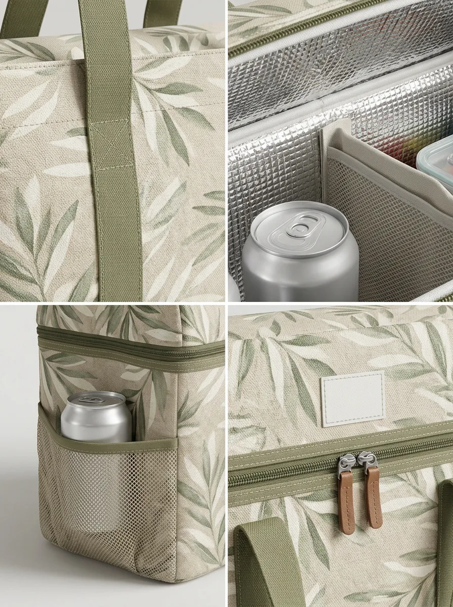 Picnic Lover Botanical Leaf Printed Insulated Cooler Bag