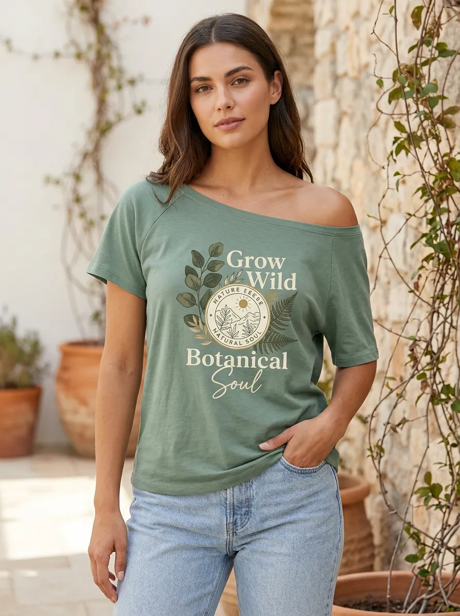 Women's Nature Lover Grow Wild Botanical Soul Printed T-shirt