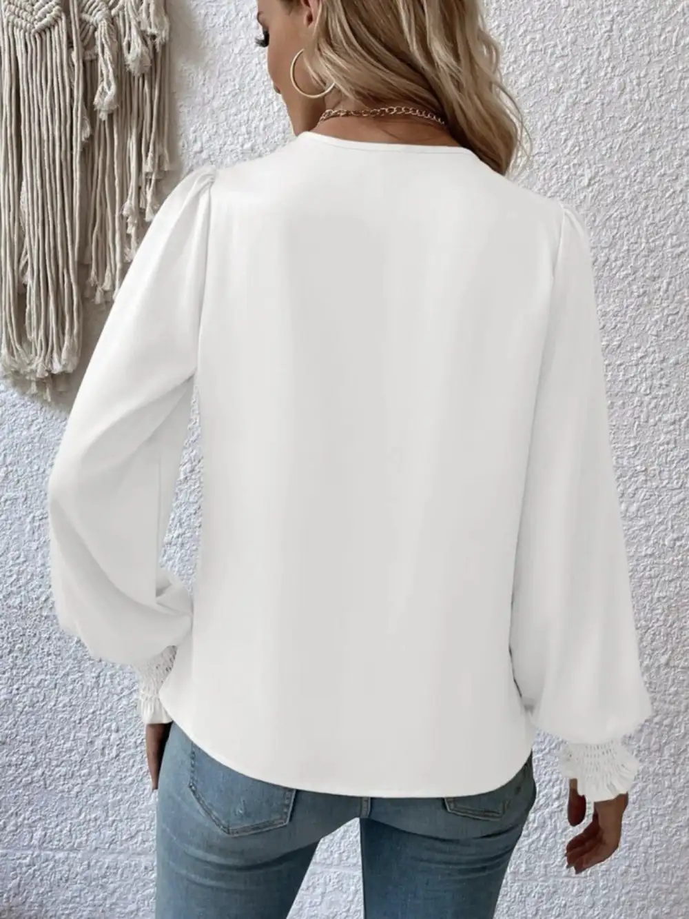 Ruched Surplice Long Sleeve Blouse