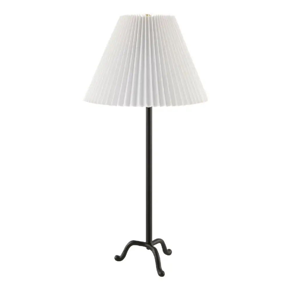 Painted Linen Shade Tripod Ceramic Metal Table Lamp